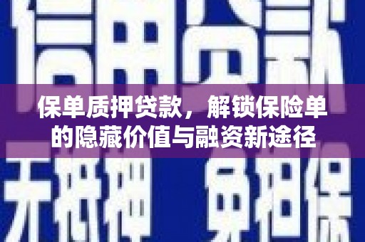 顺昌保单质押贷款，解锁保险单的隐藏价值与融资新途径