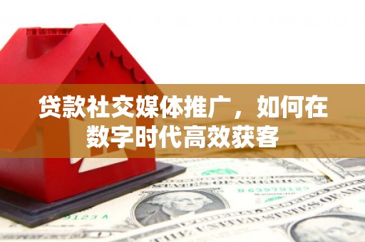 顺昌贷款社交媒体推广，如何在数字时代高效获客