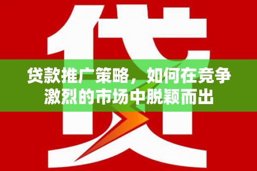 顺昌贷款推广策略，如何在竞争激烈的市场中脱颖而出