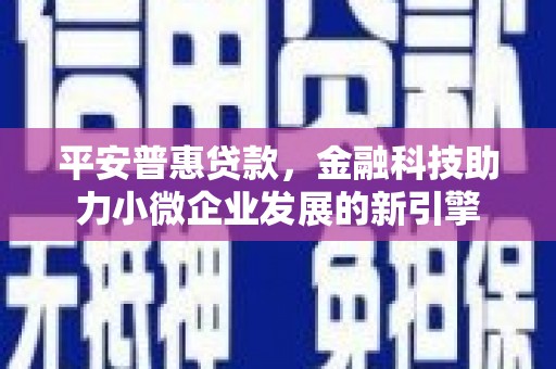 顺昌平安普惠贷款，金融科技助力小微企业发展的新引擎