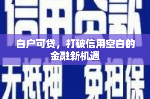 顺昌白户可贷，打破信用空白的金融新机遇