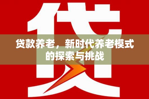 顺昌贷款养老，新时代养老模式的探索与挑战