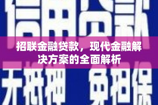 顺昌招联金融贷款，现代金融解决方案的全面解析
