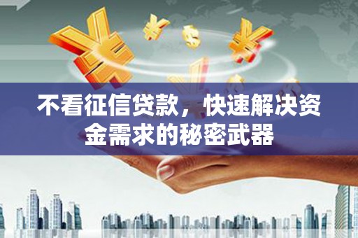 顺昌不看征信贷款，快速解决资金需求的秘密武器