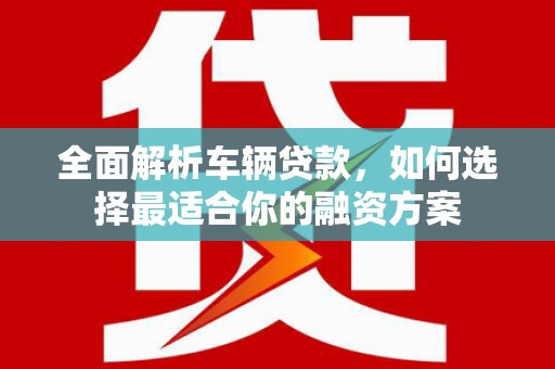 顺昌全面解析车辆贷款，如何选择最适合你的融资方案